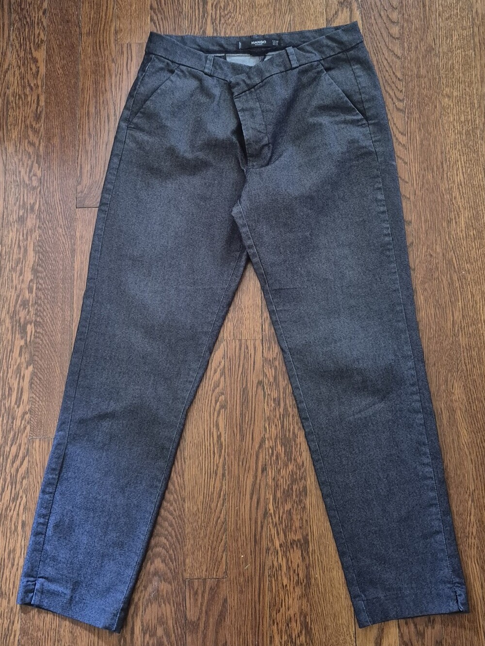 Mango Women's Wrinkle Free Dark Gray Tapered Dressed Pants, Size 6